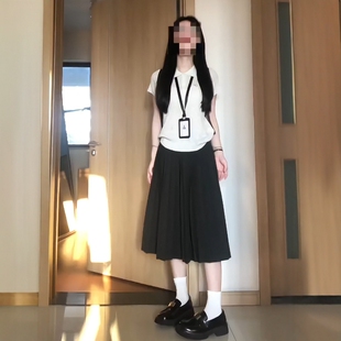 半身裙学院风两件套 宽松polo领短袖 韩系少女休闲运动服套装 女夏季