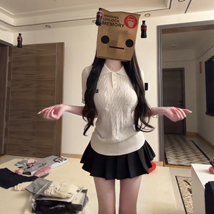 POLO领短袖 修身 百褶短裙学生两件套 女夏季 韩系甜妹风休闲运动套装