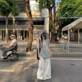 高腰阔腿裤 美式 宽松字母印花短袖 女夏季 两件套 复古休闲运动服套装