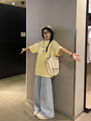 T恤阔腿裤 女纯棉短袖 日系甜美学生OOTD两件套 休闲运动服套装 夏季