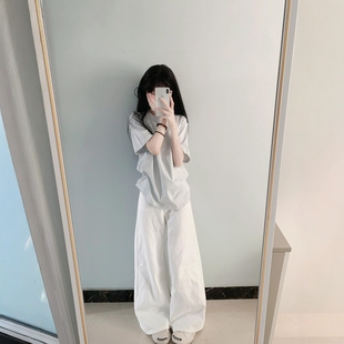 长裤 清爽穿搭纯棉短袖 简约慵懒两件套 女夏季 小清新休闲运动服套装