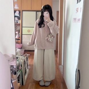 显瘦两件套 上衣阔腿裤 小个子慵懒休闲运动套装 女春秋宽松软糯长袖