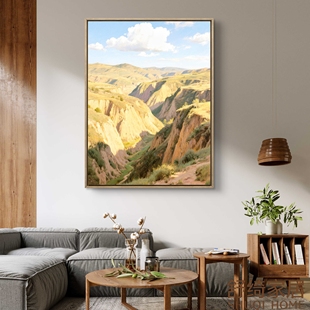 喜土客厅沙发墙挂画黄土高原土地招财旺运风水画书房办公室装饰画