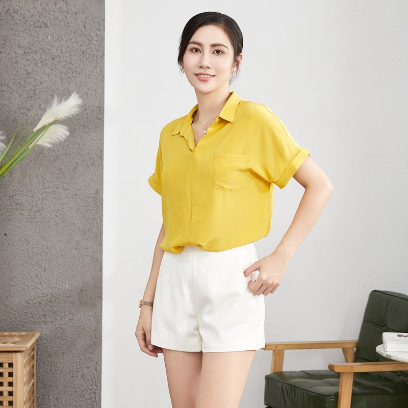 短袖真丝桑蚕丝T恤衫女夏季新品白色套头休闲宽松羽毛球衫运动衫