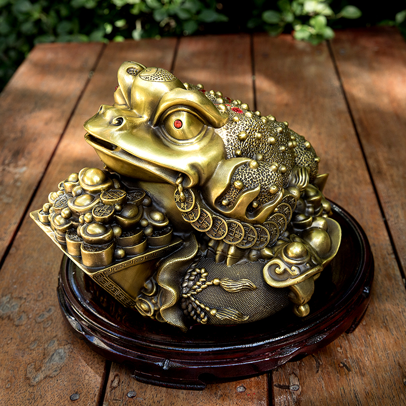黄铜三足金蟾日进斗金办公室摆件