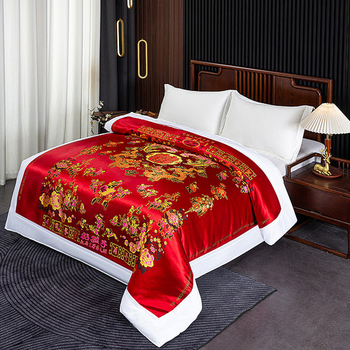 新款白边杭州丝绸龙凤锦缎被套罩