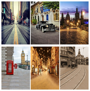 影楼婚纱拍照纸欧美街道写真主题服装拍摄照相复古摄影虚化背景布