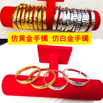 沙金手镯女越南纯铜欧币仿真婚庆道具妈妈款中秋节黄金镯子表演