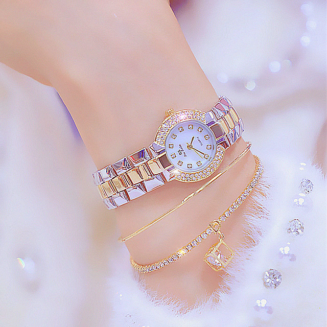 简约风水钻玫瑰金女士手表