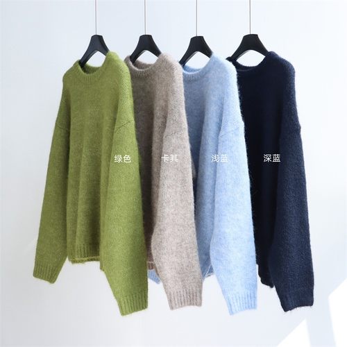 秋冬羊毛圆领粗针软暖百搭厚毛衣