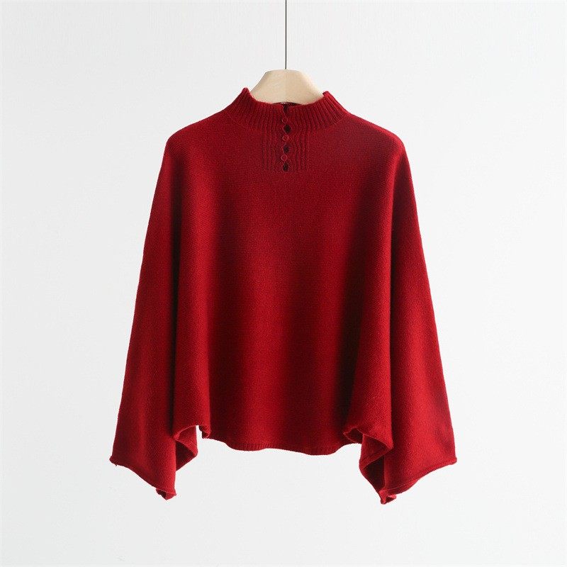 原单！新年红前后两穿半高领大袖口蝙蝠款羊毛连体袖宽松毛衣外套,女装/女士精品,毛针织衫,淘宝优惠券,粉丝福利购,淘宝优惠卷