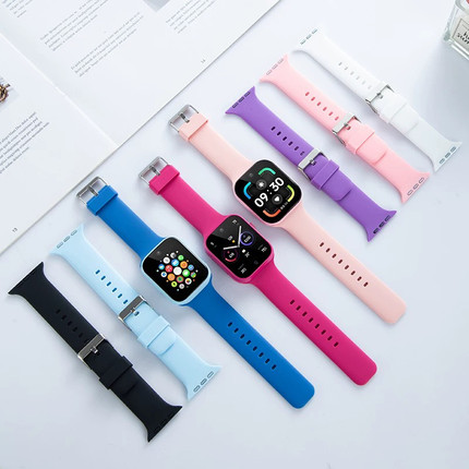 通用苹果iWatch单色硅胶表带运动简约华强北S910儿童智能电话手表