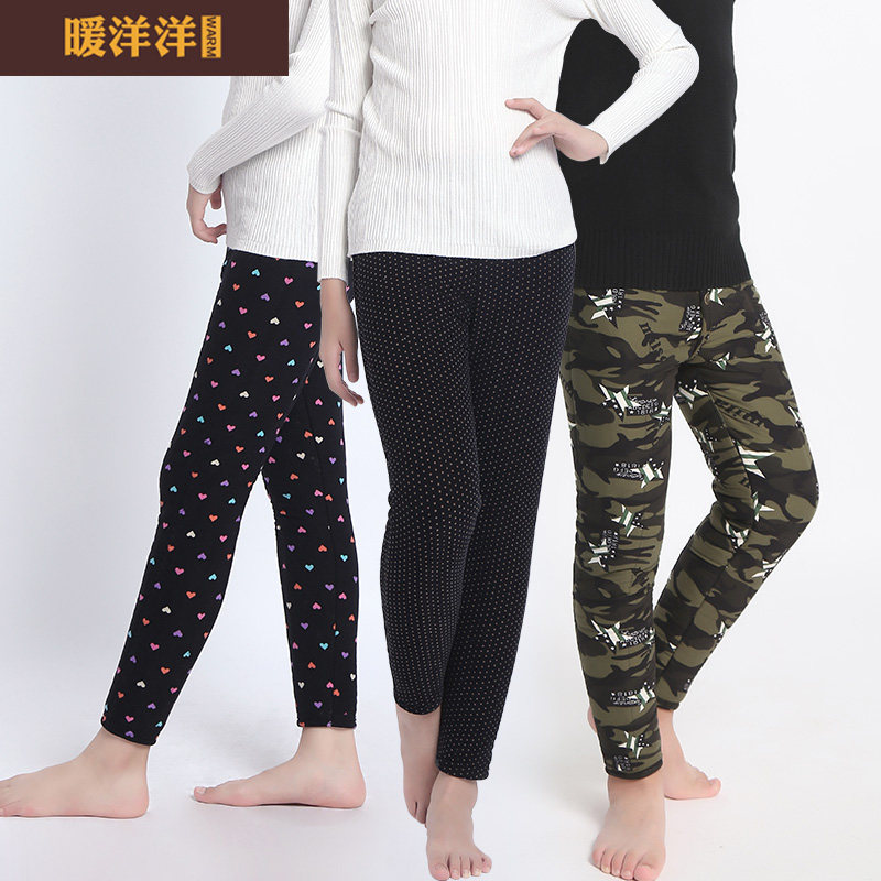 大犇儿童丝棉驼绒棉裤保暖裤男童女童正品高腰加厚加绒冬外穿裤子