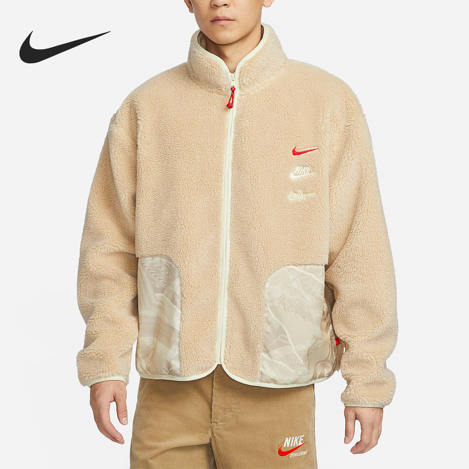 Nike/耐克正品龙年新款男士仿羊羔绒防风保暖夹克外套FZ6194