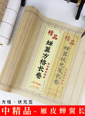 桑竹蝉翼雁皮纸方格竖行长卷半生熟古法手工仿古色白色宣纸抄经行