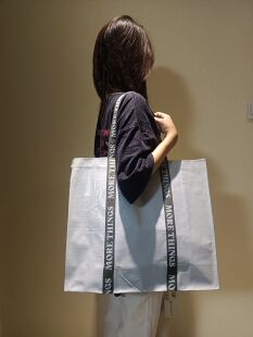 韩订单加厚加大简约灰色编织环保购物袋礼品包装棉服皮草服装袋