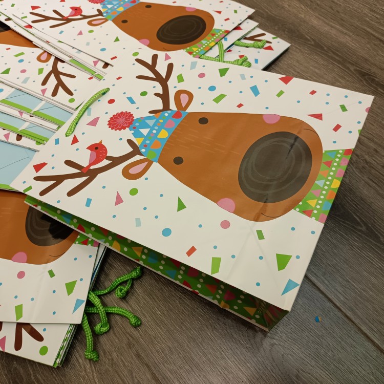 订单库存竖版大号圣诞麋鹿礼品袋纸袋礼物包装手提袋环保购物袋