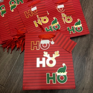 订单库存中号竖版HO HO  HO红色条纹系列礼品包装袋手提袋纸袋