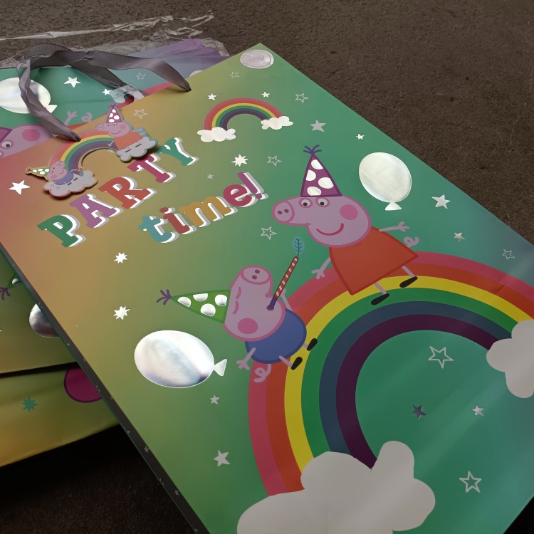 订单库存加大号卡通小猪玩具礼物袋生日伴手礼手拎袋服装环保纸袋
