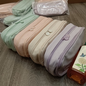 尾款现货奶油风高颜值大容量简约透明窗笔袋有拉链可手提收纳袋