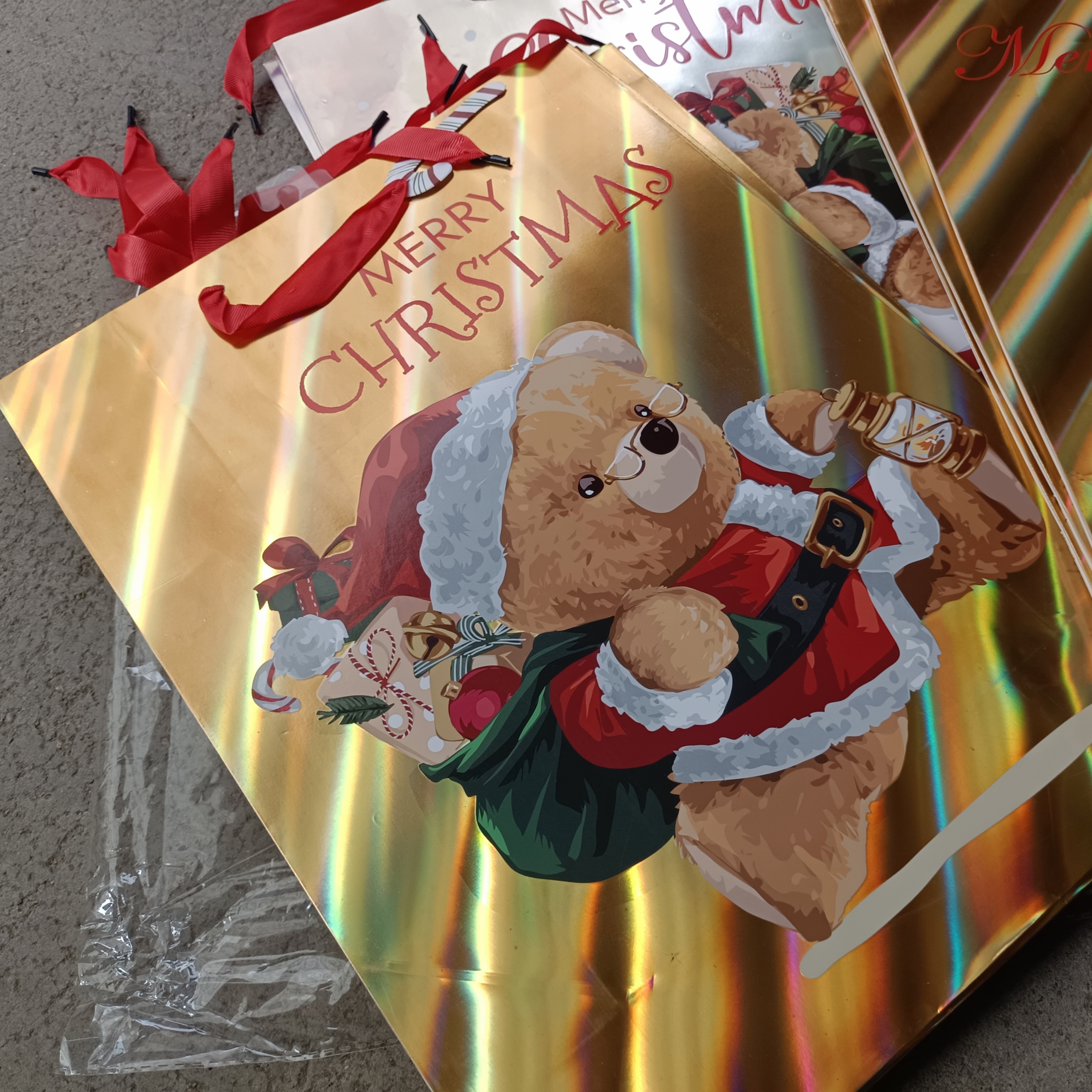 订单库存加大号圣诞熊礼品包装袋手提袋纸袋