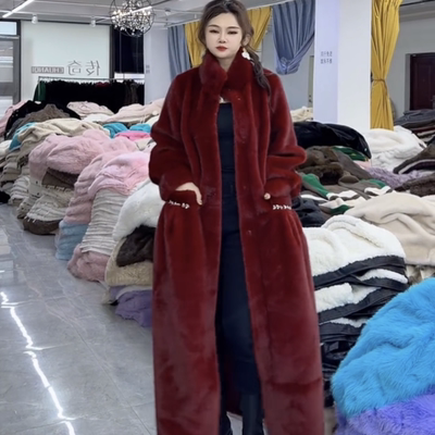 欧港妮长款欧貂绒皮草大衣
