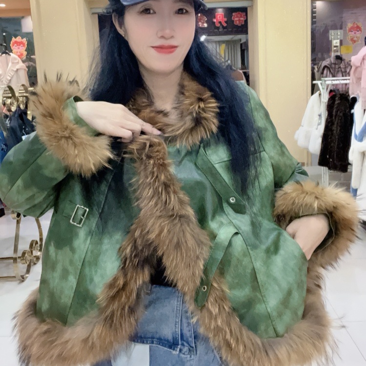 欧货2025秋冬新真貉子毛外套女短款羽绒服上款宽松洋气皮草小个子