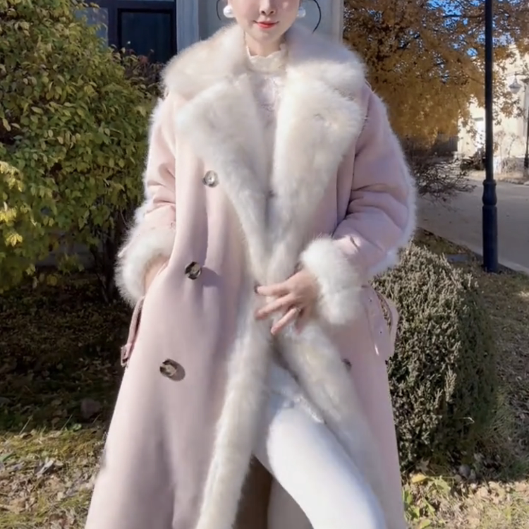 欧港妮中长款皮草大衣宽松
