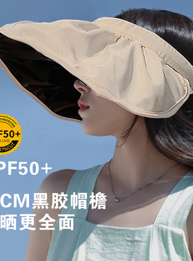 夏季黑胶防晒遮脸女户外空顶帽