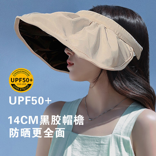 夏季黑胶防晒遮脸女户外空顶帽