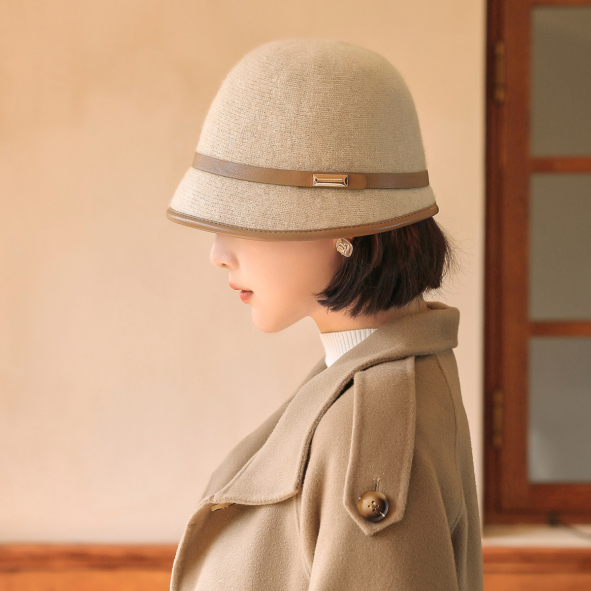 秋冬季保暖女士显脸小渔夫帽