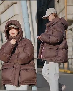 多口袋欧洲站撞色男女同款加厚一手长宽松休闲羽绒服短款