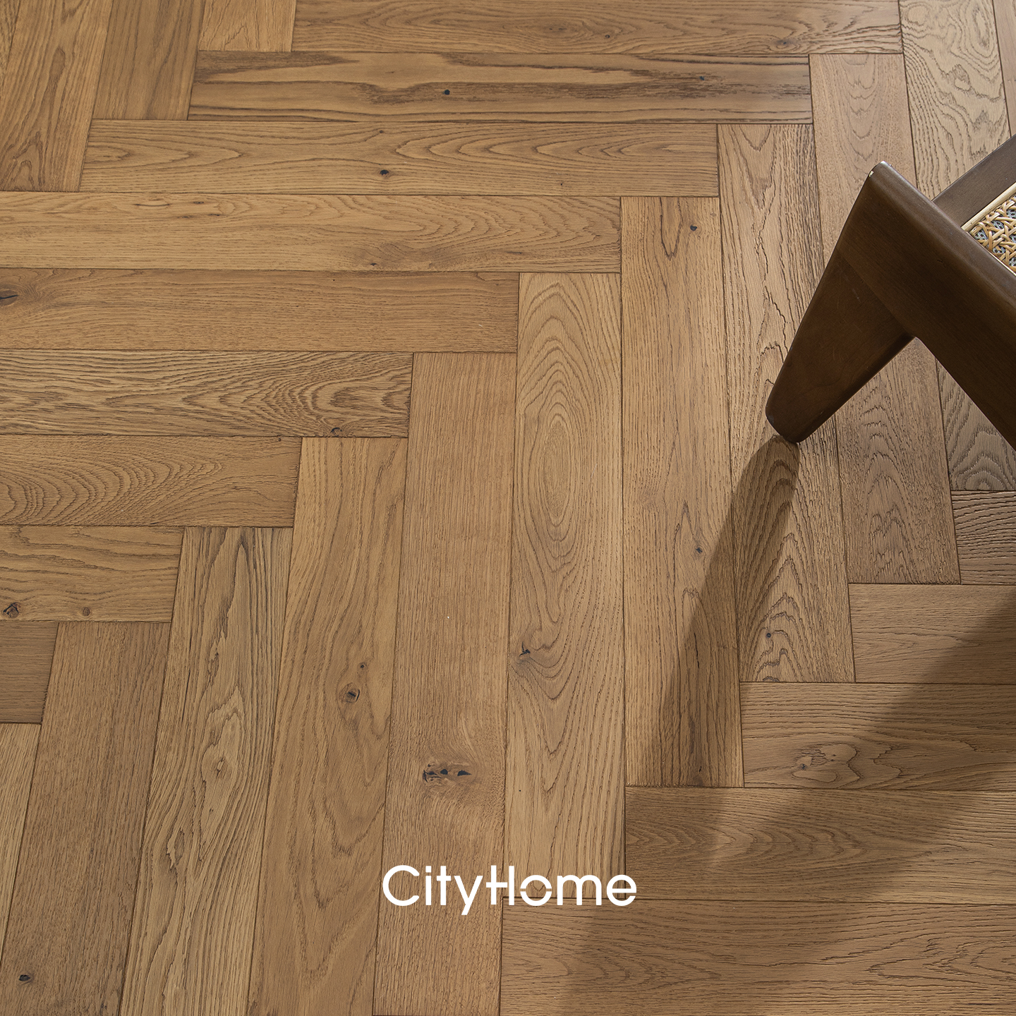 cityhome/橡木实木多层木地板人字拼环保中古地热地暖ENF级地板