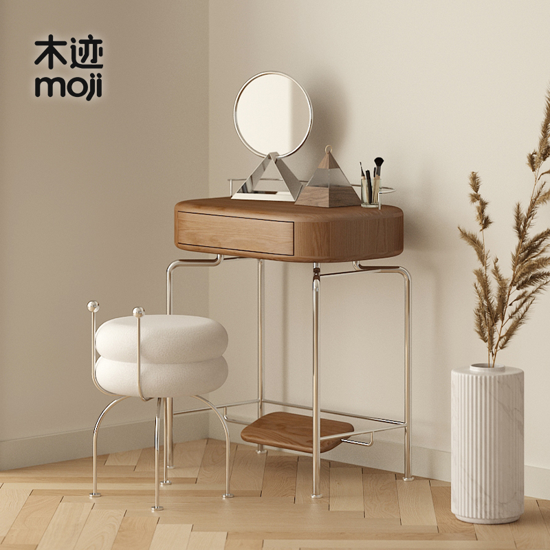 木迹小户型复古不锈钢梳妆台