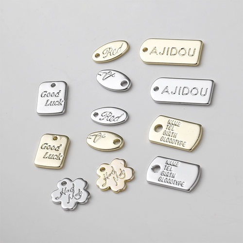 铜镀14k金英文字母小吊牌diy