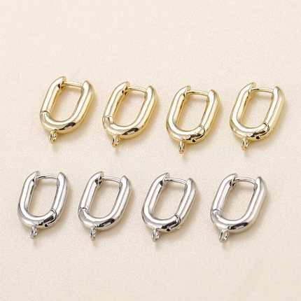 铜镀14k包金法式U型小号耳扣带吊耳圈diy手工耳环耳饰配件材料