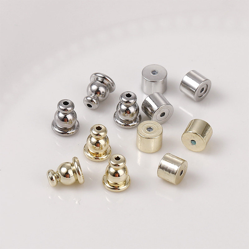 铜镀14k金子弹头耳堵圆柱耳塞堵头diy自制耳饰品耳环基础配件材料