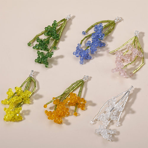 清新编织长款彩色花朵麦穗串珠
