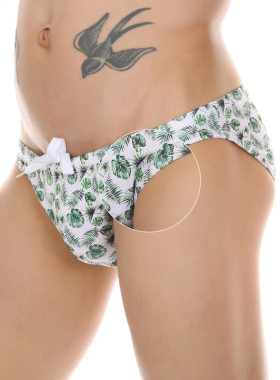 CLEVER-MENMODE男性感印花泳裤植物系椰树枫叶潮男海滩温泉裤多色
