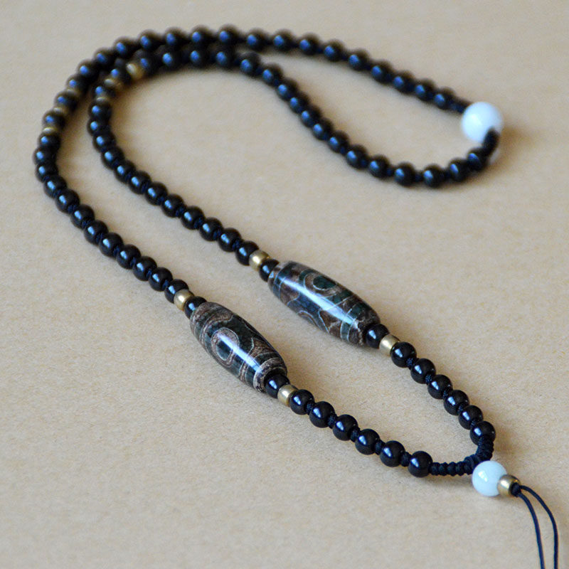 项链绳子手工编织椰蒂椰壳天珠翡翠吊坠挂绳高端男女挂坠挂脖黑色