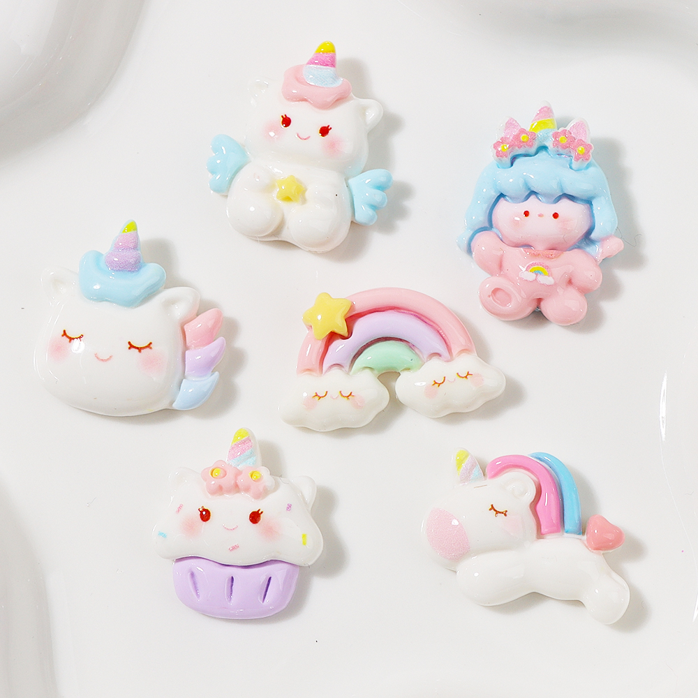 亮面彩虹小马diy树脂配件奶油胶手机壳发夹发饰水杯贴手工装饰