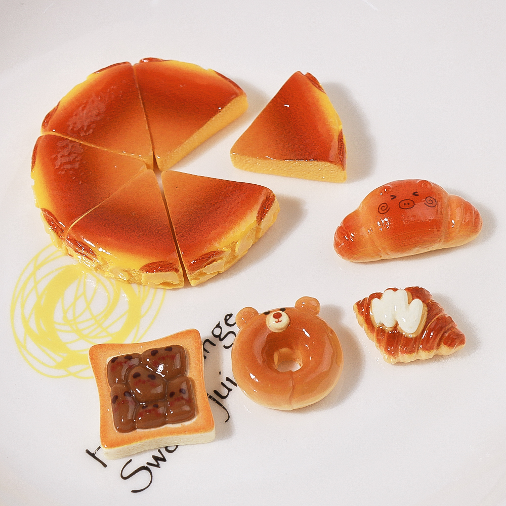 仿真食玩树脂配件小熊面包吐司diy树脂配件小饰品奶油胶发夹装饰