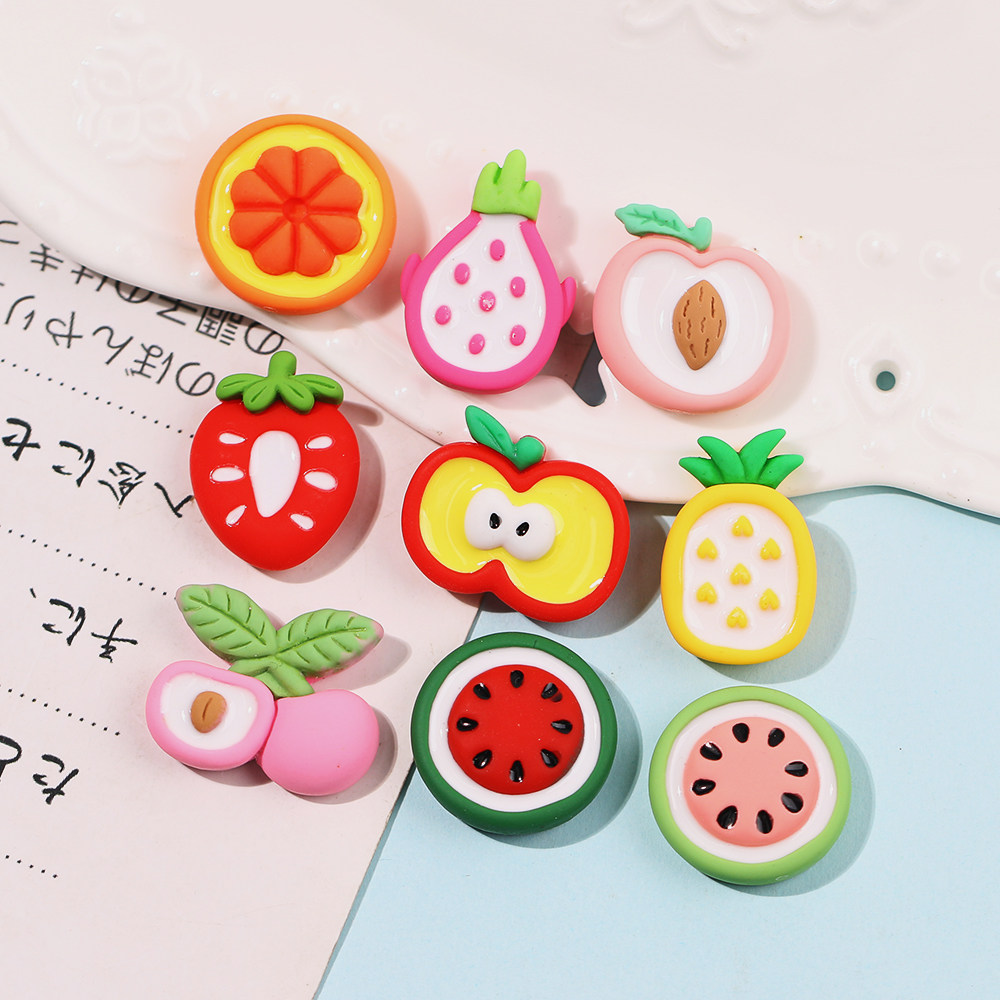 卡通果核水果奶油胶手机壳树脂饰品小配件diy材料包手工自制滴胶