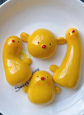 可爱卡通小黄鸭子奶油胶diy材料包手工制作发夹饰品配件
