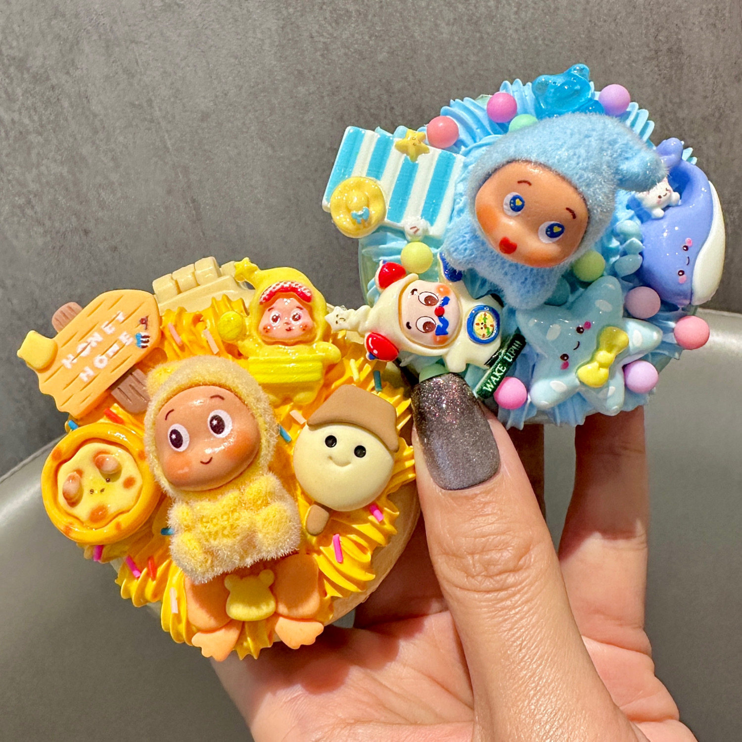 可爱星星人便携镜子梳子diy奶油胶材料包自制创意摆件礼物送女生