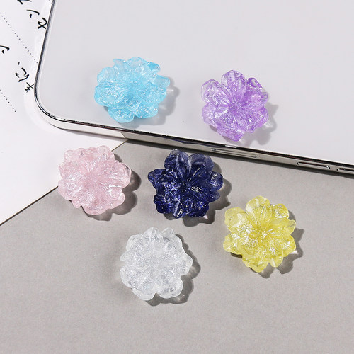街角秘密闪粉水晶五瓣花饰品配件