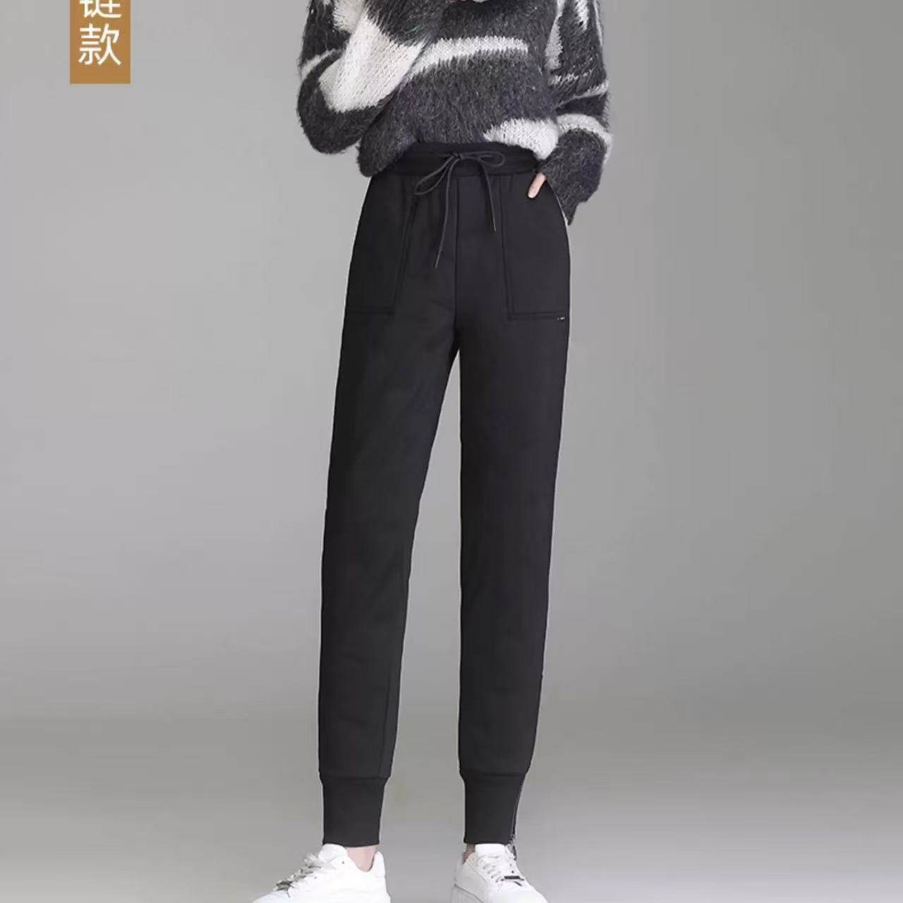 退货拉黑  亏本清仓  雪~   女士纯色高腰松紧羽绒裤