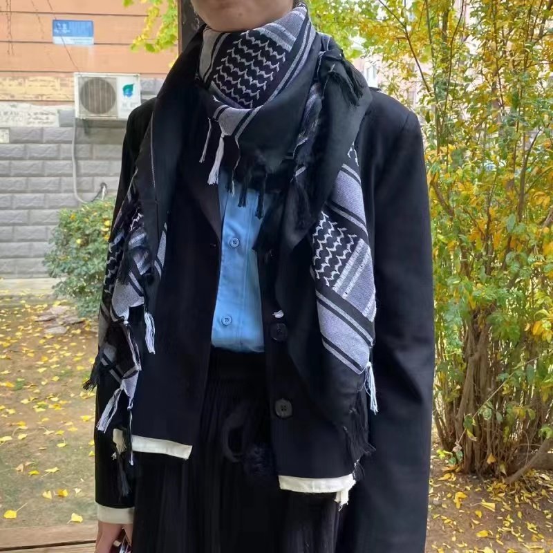 阿拉伯方巾纯棉厚款户外潮男女加厚大方巾/围巾方格格子披肩冬款