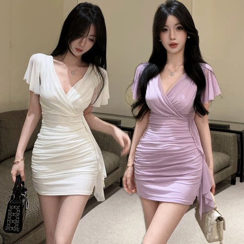辣妹深V夜店女装网纱包臀连衣裙