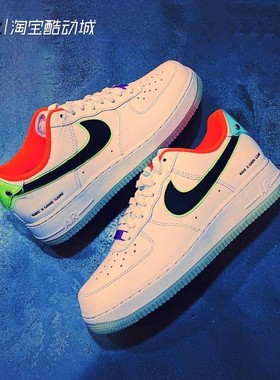 10月Nike Air Force 1 AF1低帮白橙夜光空军一号板鞋DO2333-101